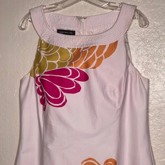 Jones New York Floral 6 Sleeveless Sheath Dress Pink/Orange/Green Y2K Retro - Picture 6 of 16